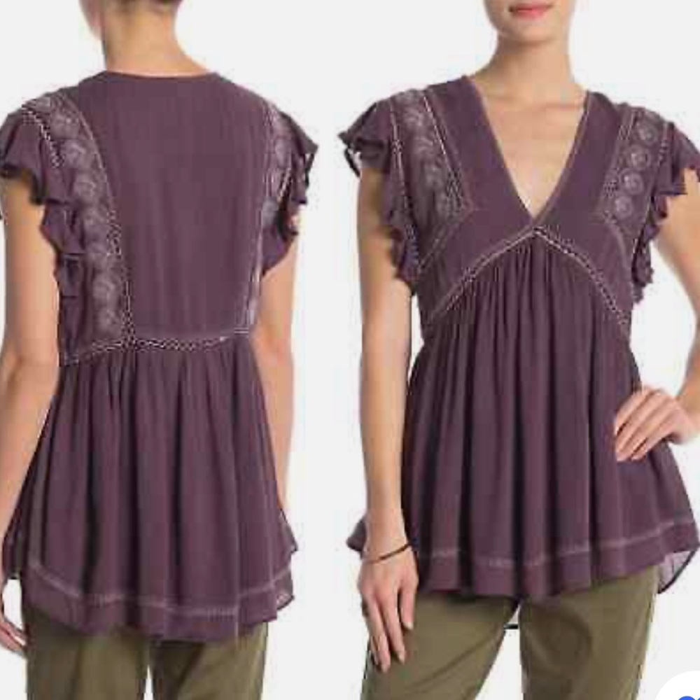 NWT_FREE PEOPLE Ruffle Plum Top